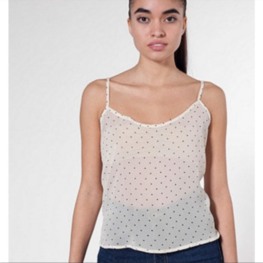 American Apparel Cream Colored Polka Dot Chiffon Cami / Tank Top